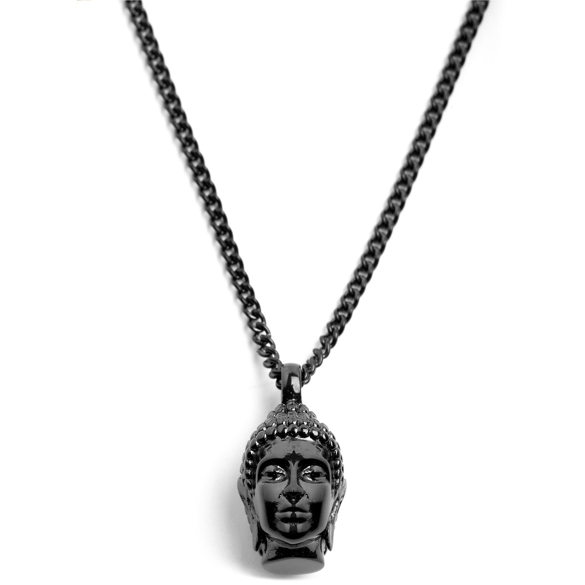 Iconic | Zwarte Stalen Boeddhaketting