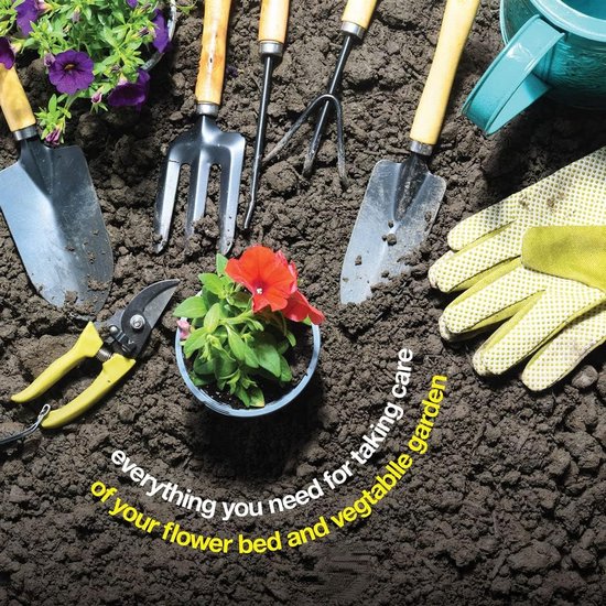 Professionele Tuingereedschap Set - 9-Delig - Inclusief Opbergtas, Snoeischaar & Tuinhandschoenen - Ergonomische Houten Handgrepen - Tuinier Cadeau - Groen — afbeelding 3