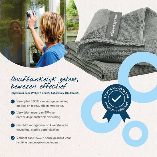 Set de lingettes pour vitres sans traces et brillantes - 1 lingette 40 x 40 cm + 1 lingette de séchage 45 x 60 cm - GREAT CLEAN