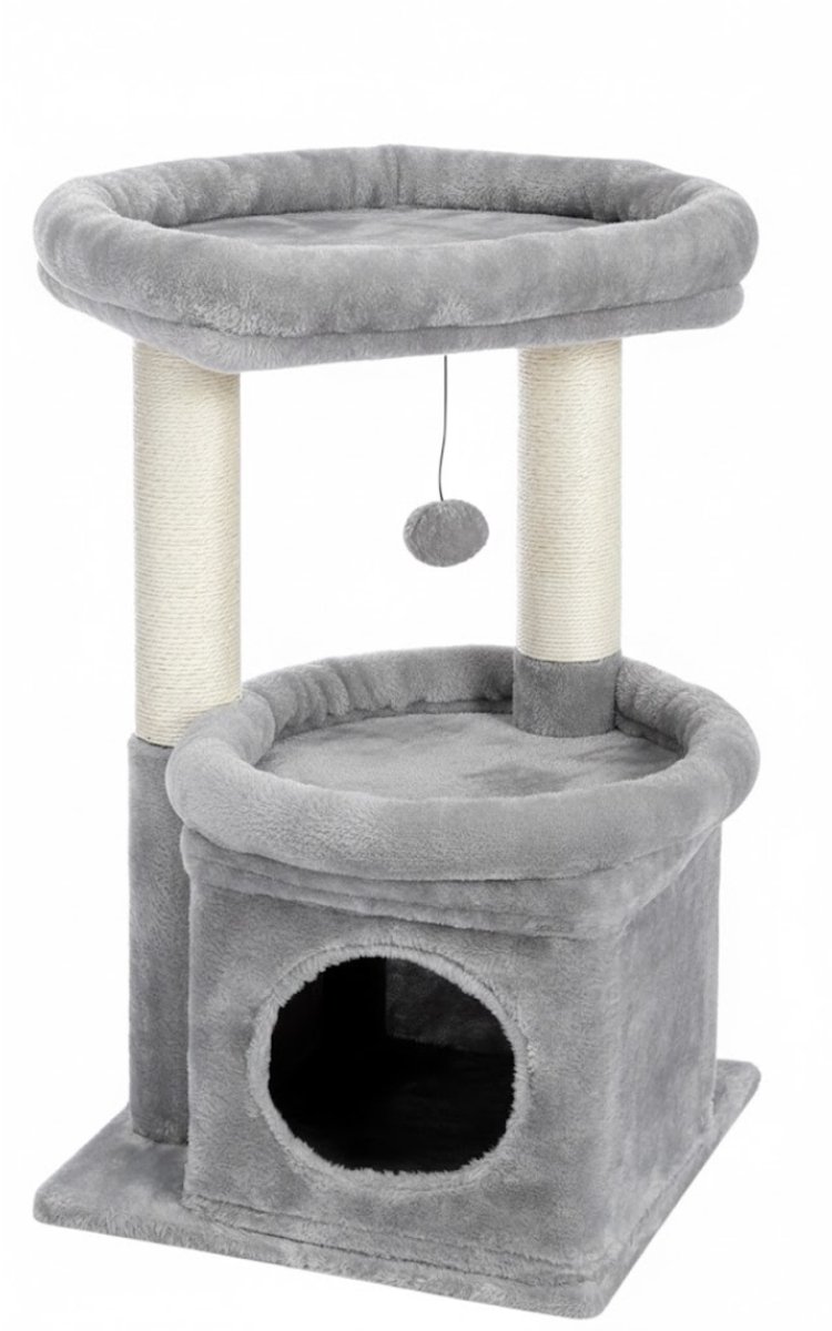 DVDSS® Luxe krapton voor katten - kleine krabpaal - Grote rassen, Kleine rassen - 40 x 40 x 70 centimeter - Grijs