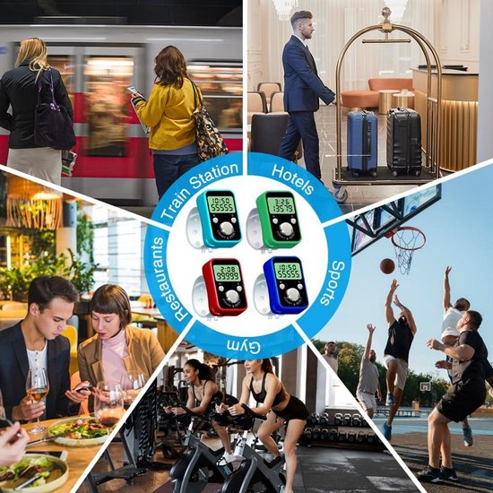 4 Digitale Vingertellers Set - Mechanisch en Elektronisch - Resetbare Handteller met 5 Digit Display - Rijenteller voor Sport, Golf, Breien — afbeelding 2