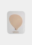 Beige plakbeha, druppelvormig, op een witte verpakking met het Magic Bodyfashion logo.