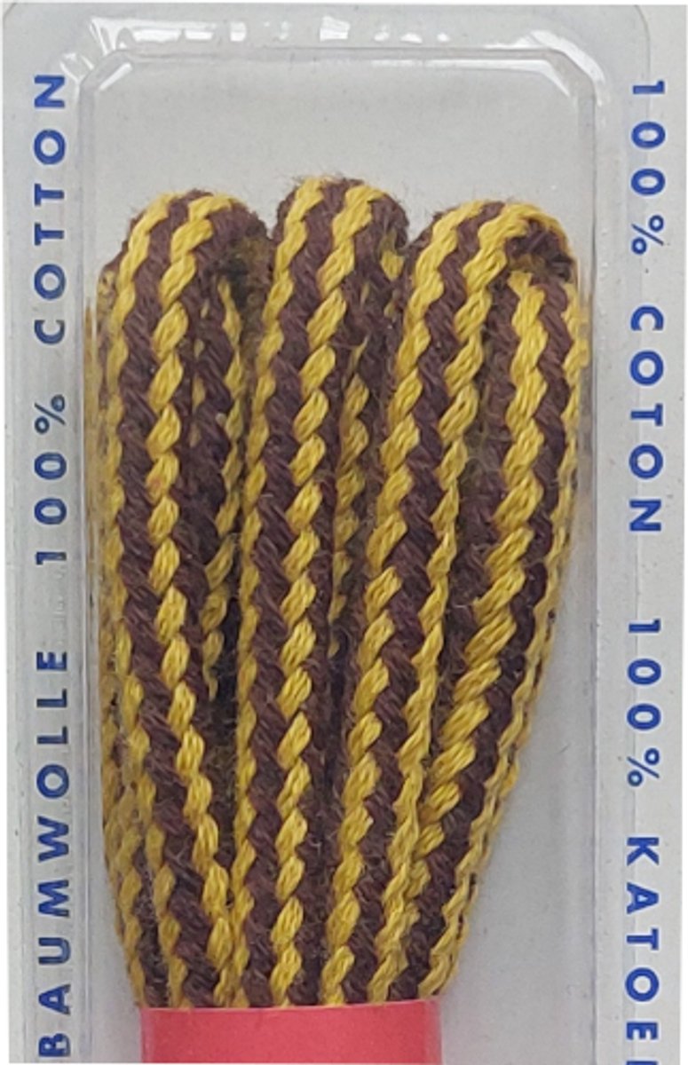 GVS Veter - Bruin/Geel - Meerkleurig - Dik Rond - Koord Veters - Lengte 90 cm - Dikte 4 mm - Schoenveter