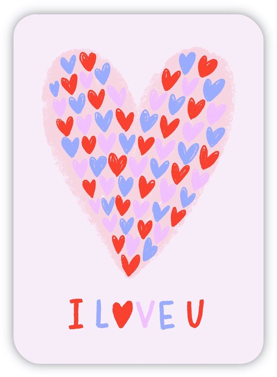 Valentijnskaart | I Love U | Ik hou van jou | Liefde | Wenskaart | Valentijn | Valentijnsdag | Valentijnscadeau | Ansichtkaart | A6 | 14 Februari | Kaartje