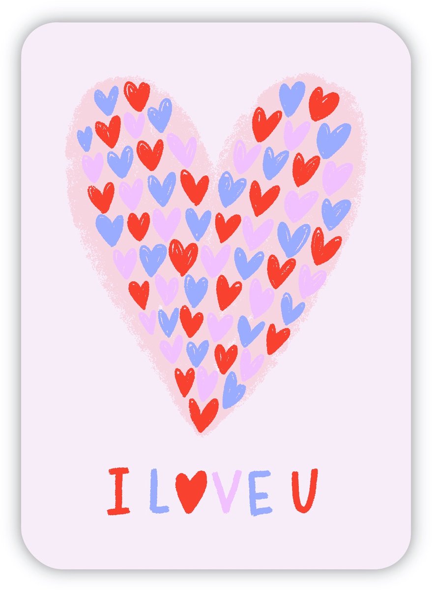 Valentijnskaart | I Love U | Ik hou van jou | Liefde | Wenskaart | Valentijn | Valentijnsdag | Valentijnscadeau | Ansichtkaart | A6 | 14 Februari | Kaartje