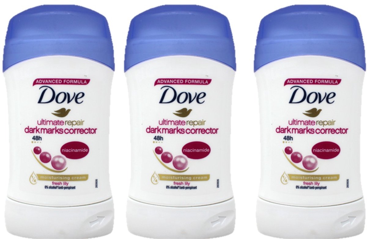 Dove Deo Stick - Ultimate Repair Dark Marks Corrector - Fresh Lily - 3 x 40 g - Voordeelverpakking