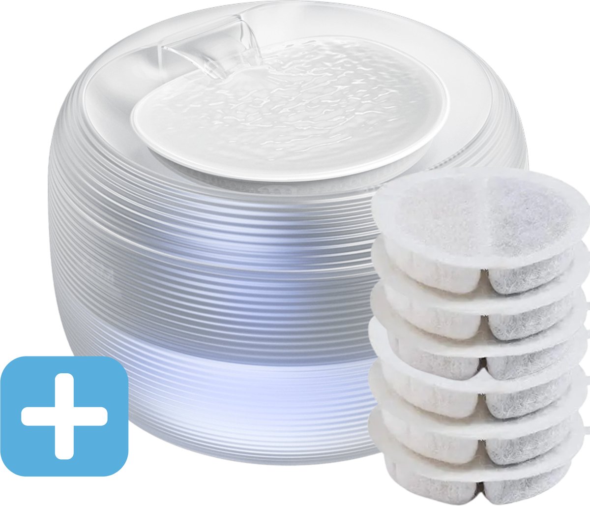 Maxipets ® Deluxe Drinkfontein voor Kat en hond - Drinkfontein kat - Water fontein kat - Waterdispenser - katten fontein - Geruisloos - Wit - Gratis e-book - Incl. 7 Filters