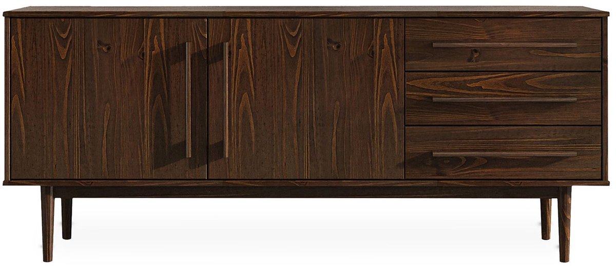 IDIMEX Sideboard TECCA 170 cm met 2 deuren en 3 lades van massief hout - afwerking in notenhout bruin