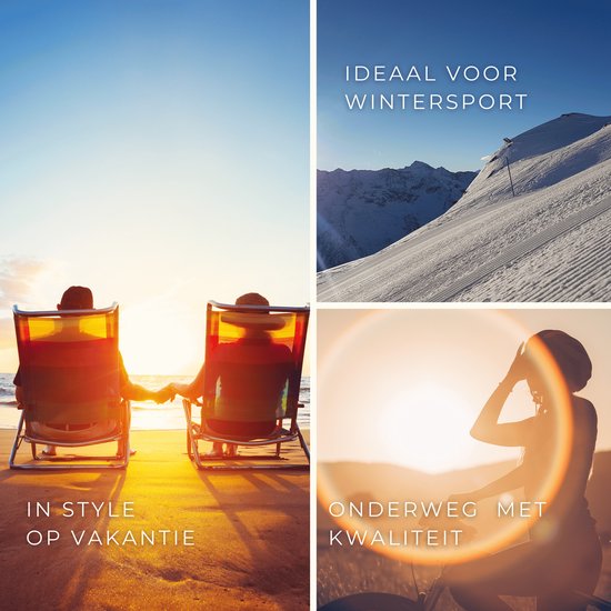 Lunettes de soleil sans monture FLAMENGO - Lunettes de soleil - Festival - Sport - Sports d'hiver - Plage - Lunettes de soleil de ski - UV400 - Polarisées - Convient aux femmes / hommes - Design élégant - Zwart avec pieds en bois - incl.