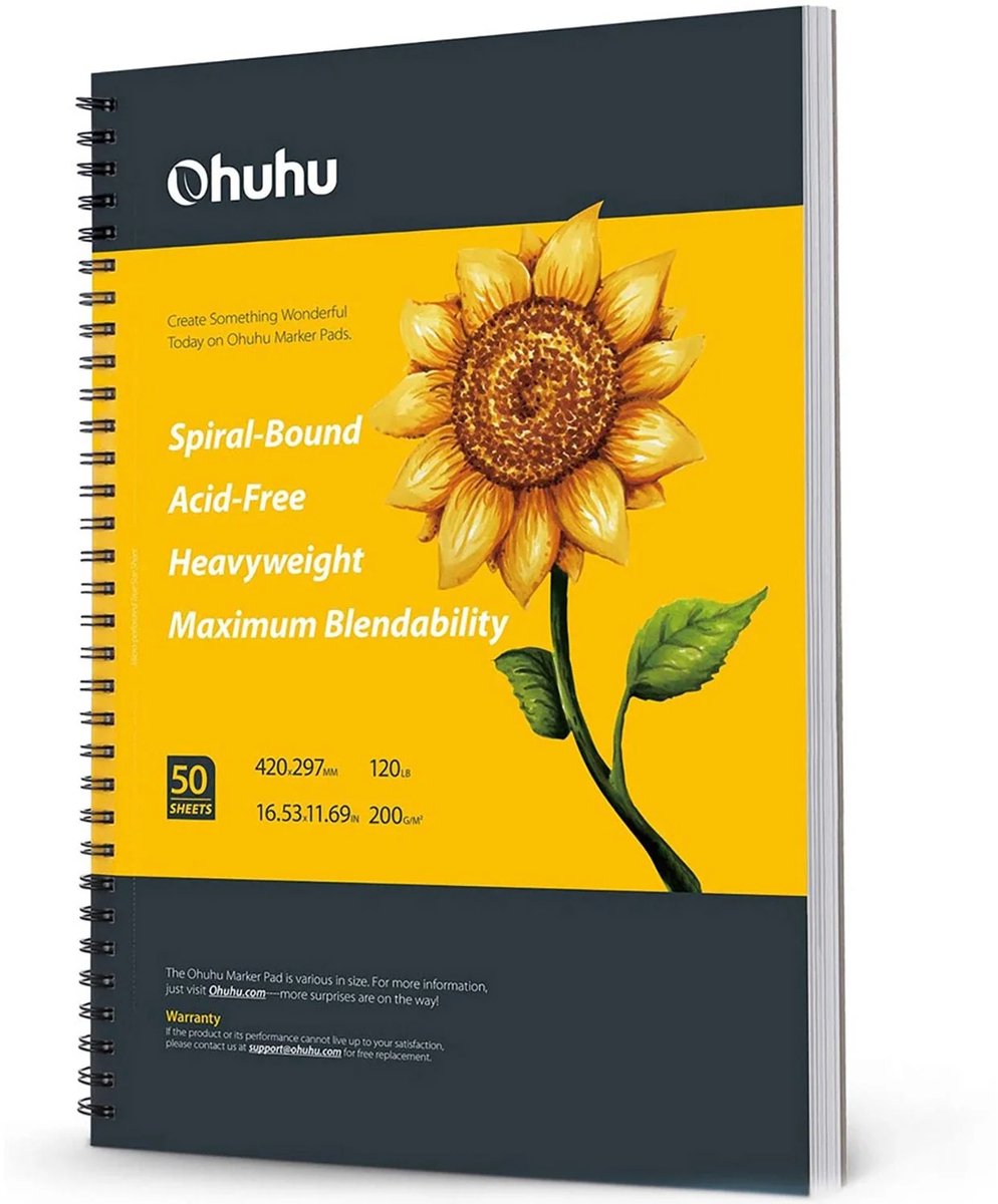 Ohuhu - Alcohol Marker papier - spiraalblok - A3 - 200 grams - 50 vellen