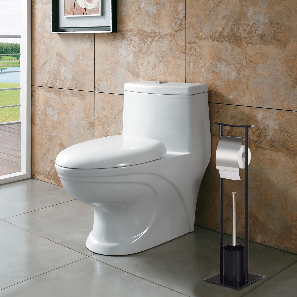 WC-set ONA met wc-rolhouder en wc-borstel, in zwart