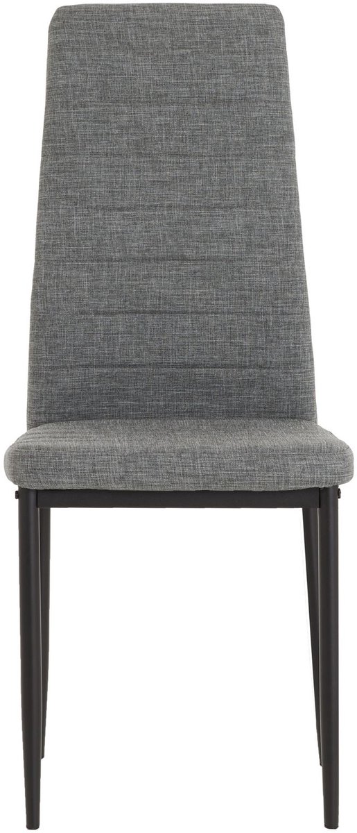 Eetkamerstoel NATHALIE, set van 4, stoffen bekleding grijs poten zwart