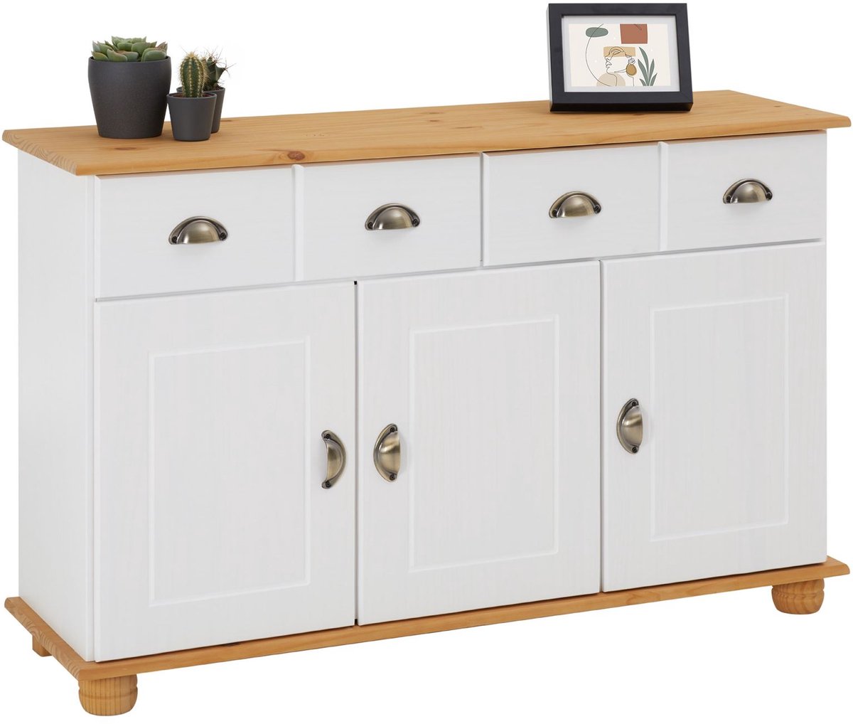 COLMAR dressoir, massief grenen wit/bruin Hoofdafbeelding