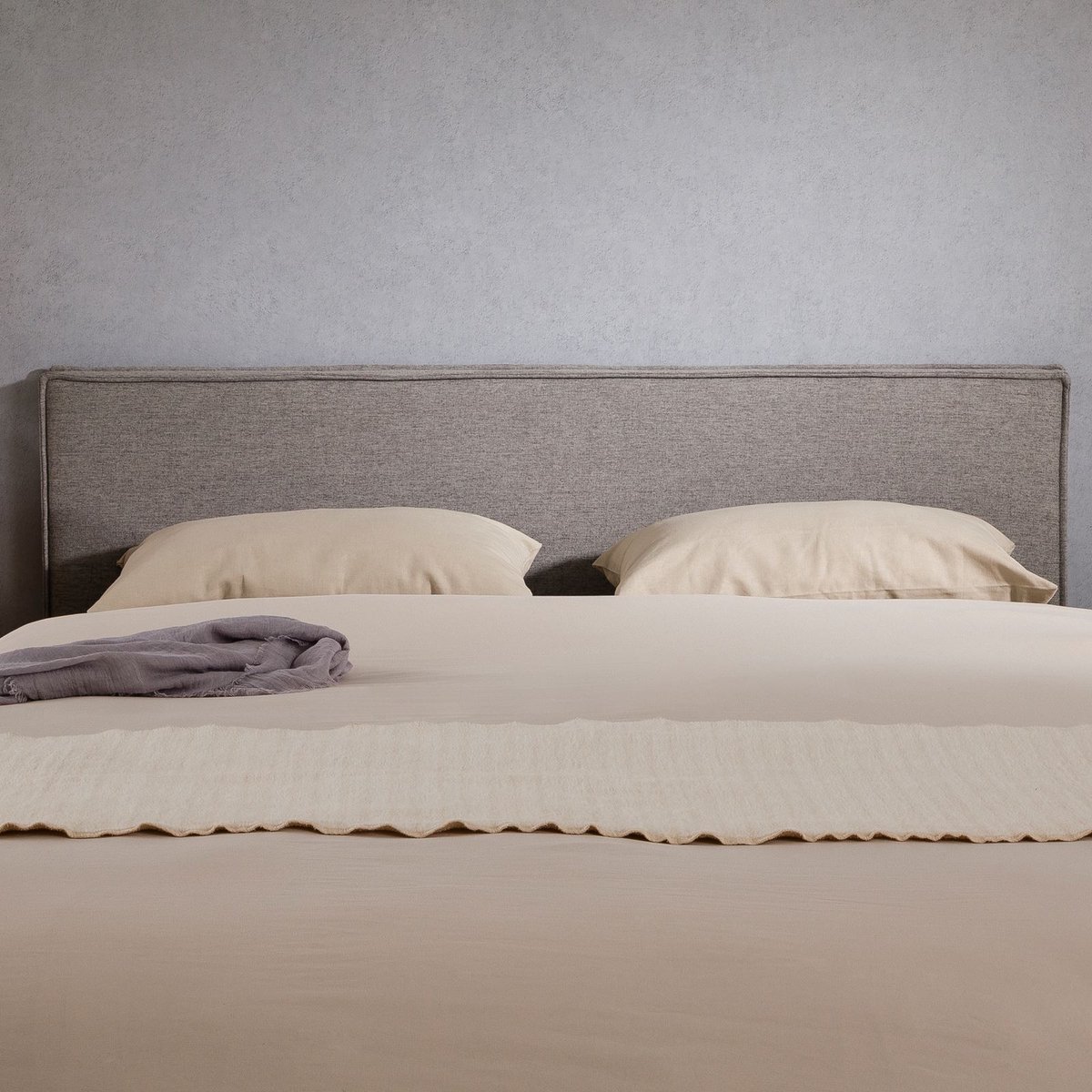 Hoofdbord KLAO gestoffeerd 160cm grijs - elegant bedhoofdbord, gemêleerde look, slijtvaste stoffen bekleding, duurzaam en comfortabel, klassiek design - belangrijkste afbeelding
