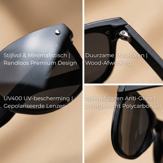 FLAMENGO Randloze Zonnebril - Sunglasses - Festival - Sport - Wintersport - Strand - Ski zonnebril - UV400 - Gepolariseerd - Geschikt voor dames/heren - Stijlvol Design - Zwart - incl. brillenzakje van FLAMENGO — afbeelding 3