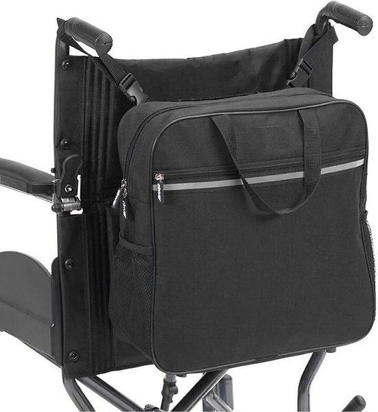VOKA Rolstoeltas - Rolstoeltas - Zwart - Waterdichte Tas voor Rolstoel - Grote Opbergtas Rolstoel - Scootmobiel tas - Rollator tas - Met Veiligheid Reflectiestreep - Rolstoel tas voor Boodschappen