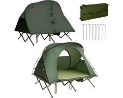 KOMFOTTEU Veldbed met tent voor 2 personen, 4-in-1 campingtent, waterdicht, met regenhoes, luchtmatras, kussen, draagtas op wielen, campingbed, campingbed voor wandelen en picknick