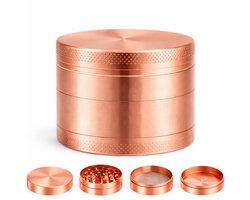 OnTheGrind™ The Businesswoman Grinder ROSÉ 50MM - RVS - Crusher - Kruiden vermaler - Grinder - Metaal - 4 Lagen - met Schepje - Vermaler