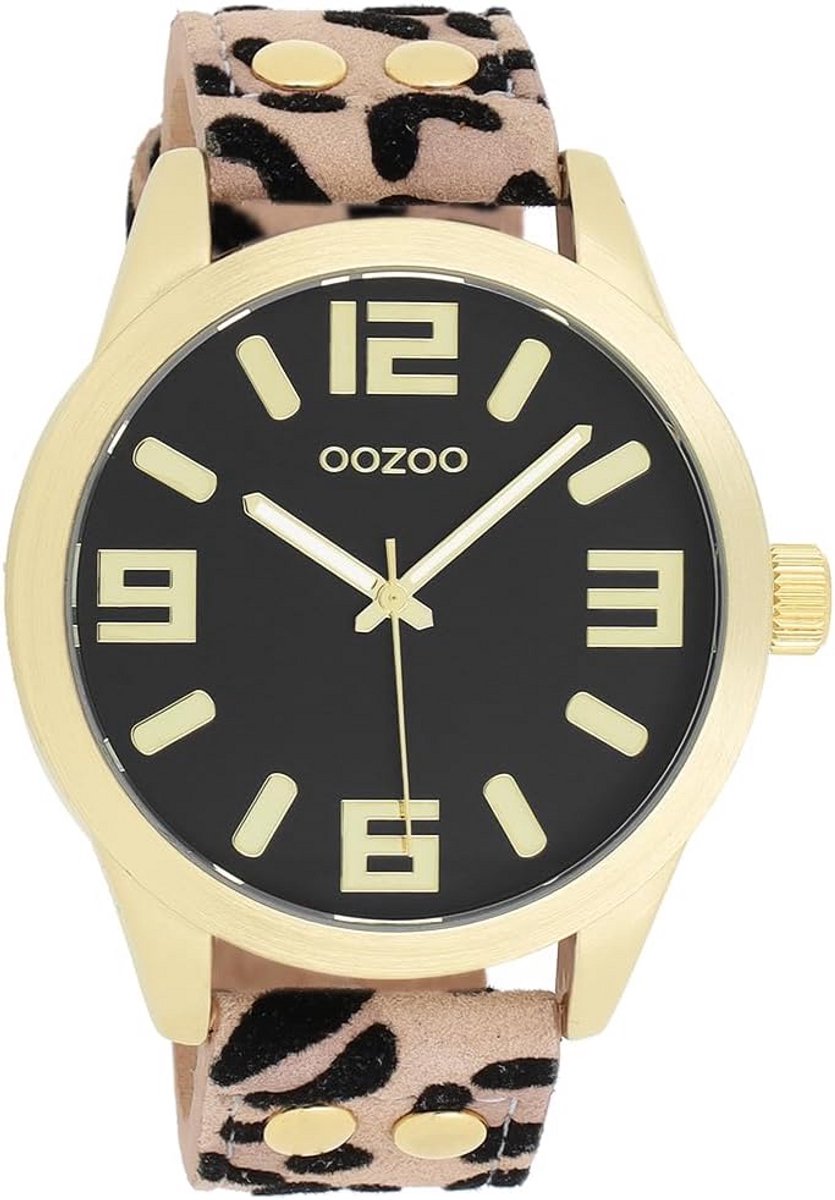 XL Horloge met Leren Band 47mm Duidelijke Wijzerplaat