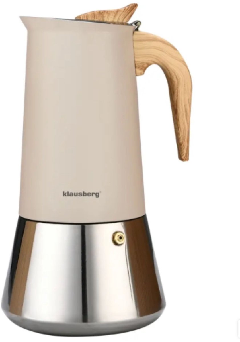 Klausberg Steel Espresso Koffiezetapparaat 600 ml - Inductie Moka Pot Roestvrijstaal - Koffiepercolator voor Espresso - Geschikt voor Inductie, Gas en Elektrisch - Model KB 7997