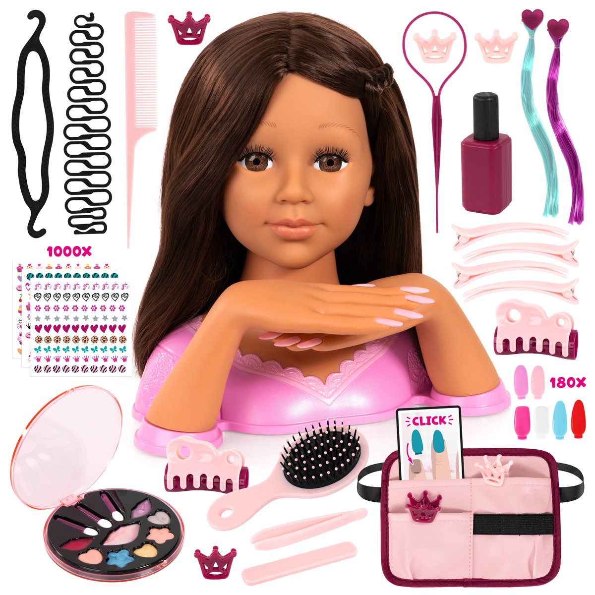 Bayer Design 90090AC Charlene Magic Nails kaphoofd en Make-up Buso met Handen en Nagels Make-up, Haaraccessoires, Sticker