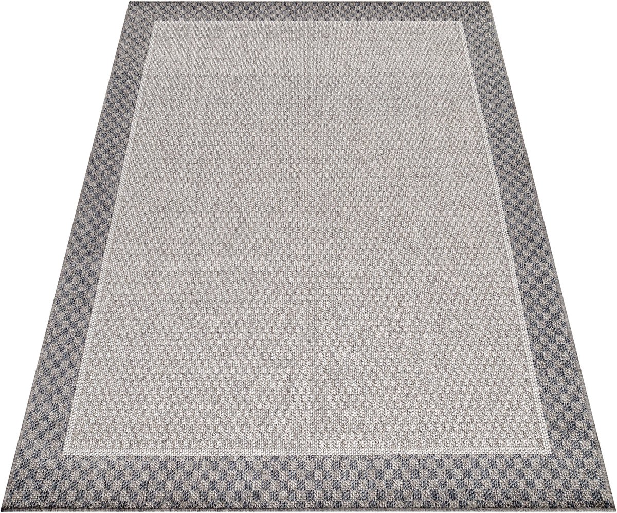 Ayyildiz Buitenkleed met randafwerking, crèmekleur, geschikt voor terras, balkon of keuken, met polypropyleen achterkant, afmeting: 120 cm x 170 cm