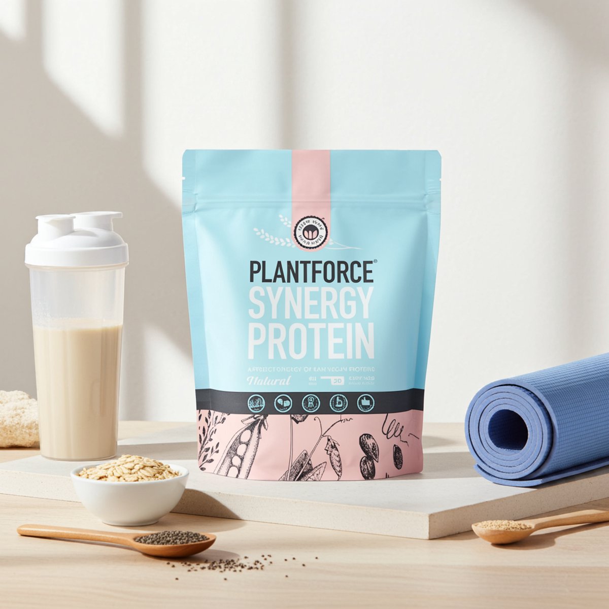 Plantforce Synergy Proteïne - Naturel - 800 gram - Vegan Eiwitshake met compleet aminozuren profiel