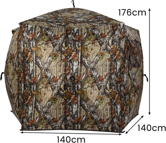 KOMFOTTEU Draagbare jachthut, camouflage jachtgordijn voor 4 personen met geluiddichte ramen 360°, veiligheidspanelen, draagtas, opvouwbare tent voor de jacht op herten en kalkoenen van Merkloos — afbeelding 3