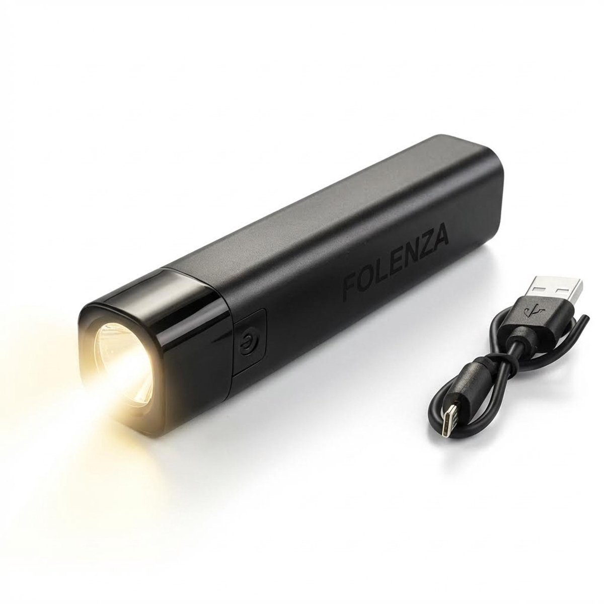Folenza Mini Zaklamp USB-C 4 Lichtmodes Oplaadbaar Waterbestendig Zwart - 2400 Lumen