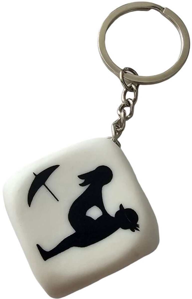 Diablo Picante - White Dice Keychain With Poses