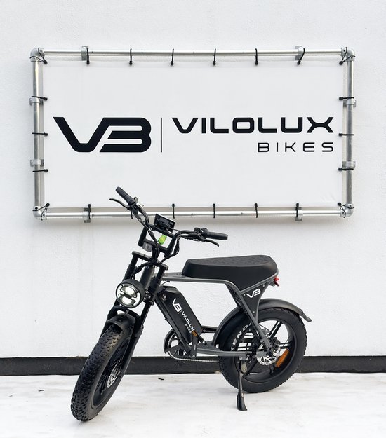 Vilolux® Fatbike electrisch - Fatbike C80 - GREY - Legaal - Rijklaar geleverd - Niet opvoerbare fatbike - 2 Jaar garantie - Hydraulische remmen - Alarm - Telefoontasje - Full Color LCD Display van Merkloos — afbeelding 3