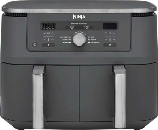 Ninja Dubbele Airfryer XXL - 9.5 L - Nieuw 2026 Model - 40 tot 240 Graden - 2470 W Vermogen - Dual Zone Technologie - DZ400EU
