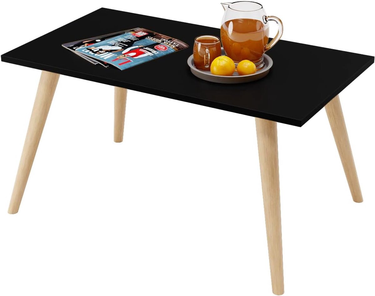 BOGATECO Scandinavische Salontafel 90 x 50 x 47 cm - Banktafel met Beukenhouten Poten - Moderne Woonkamertafel - Keuze uit 7 Kleuren