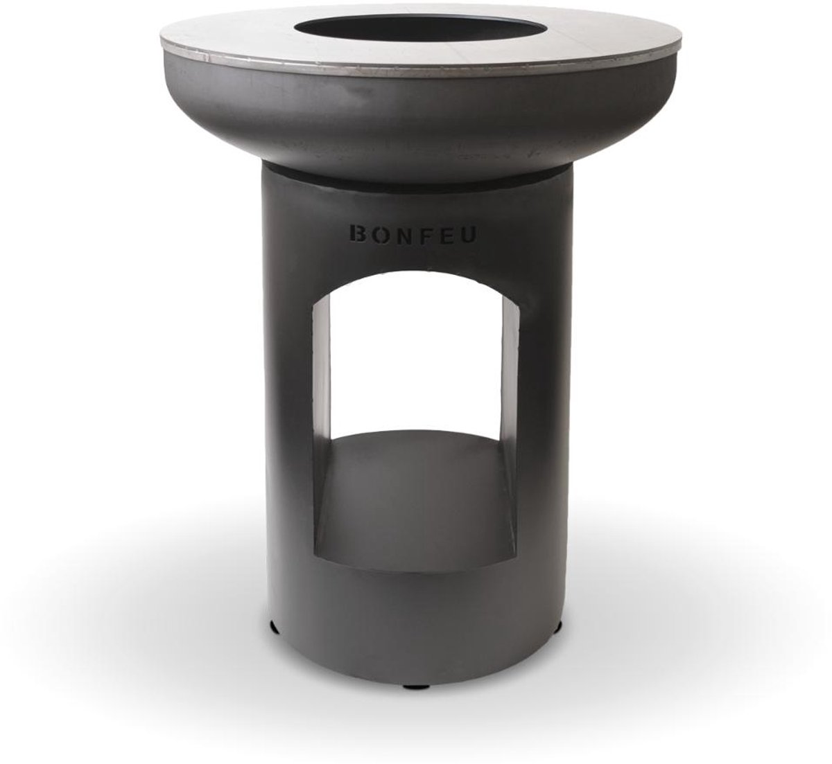 BonFeu BonBiza Open Vuurschaal 80 cm - Met Plancha en Houtopslag - Zwart