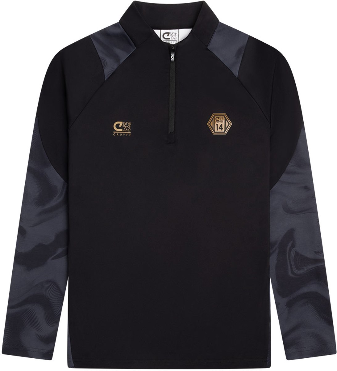 Cruyff - Zip Top - Sporttop - Zwart - Goud - Voetbal - Maat 140