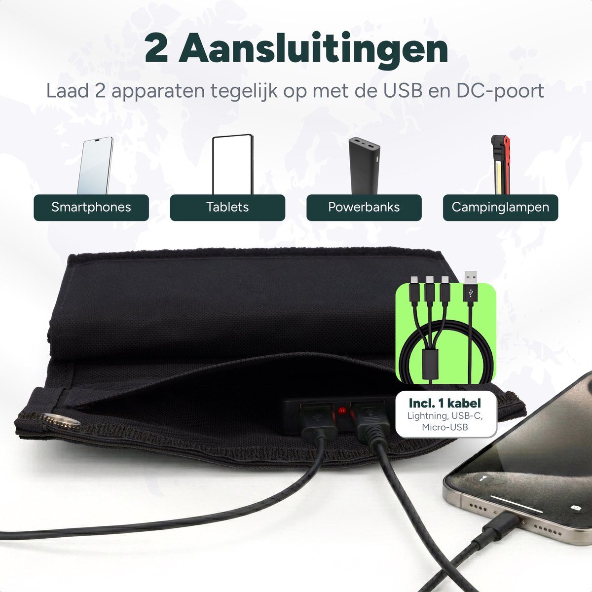 Valeron Goods® 60W Draagbaar Opvouwbaar Zonnepaneel – USB & DC Output – Outdoor Solar Charger voor Smartphone, Tablet & Powerbank – Lichtgewicht & Compact – foto 2