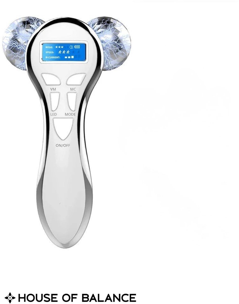 HOB® Gezichtsmassager– Gezichtsmassage Apparaat - 4D Microstroom Huidverjongingsapparaat – Face Lift & Anti-Aging – Vibratie en LED Lichttherapie – Oplaadbaar Gezichtsverzorging Apparaat – Wit