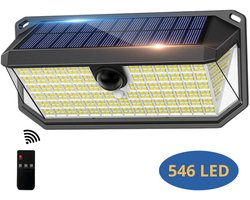AXIMO Solar Buitenlamp met Bewegingssensor – 546 LED’s – met Afstandsbediening – Tuinverlichting op Zonne-energie – Wandlamp Buiten met 3 Standen – Dag & Nacht Sensor – IP65