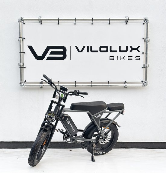 Vilolux® Fatbike electrisch - Fatbike C80 - GREY - Legaal - Achterzit - Rijklaar geleverd - Niet opvoerbare fatbike - 2 Jaar garantie - Hydraulische remmen - Alarm - Telefoontasje - Full Color LCD Display van Merkloos — afbeelding 2