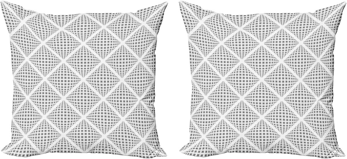 ABAKUHAUS Geometrische decoratieve kussenhoez 2 stuks, digitaal diamantpatroon, 40x40 cm, wit