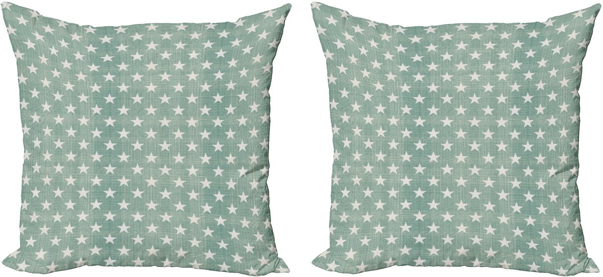 ABAKUHAUS Abstracte decoratieve kussenhoez 2-pack, Klassieke kunststerr 40x40 cm, Groen/Grijs