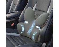 Mogi Products-Ergonomisch Rugkussen Auto - Orthopedisch Lendensteun Kussen - Traagschuim - Grijs - Verbeterde Zithouding & Rugsteun - Ademend