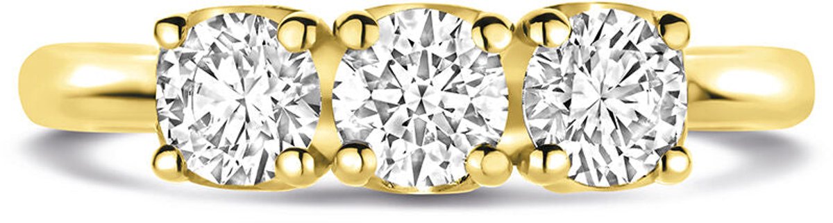 14K geelgouden ring trilogie lab grown diamant 0.90ct g vs - 4034106