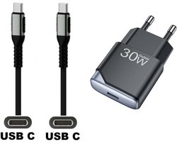 OneOne 30W snellader + 0,25m sterke USB C naar C kabel. GAN lader. PD PPS oplader adapter past op Google Pixel 1, 2, 2XL, 3, 3XL, 3a, 3a XL, 4, 4XL, 4a, 5, 5a, 6a, 7, 7 Pro, 8, 8a, 8 Pro, 9, 9 Pro, 9 Pro XL, 9 Fold, C, XL