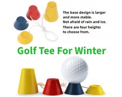 Stripe winter golf tees - 4 stuks, brede basis met touw