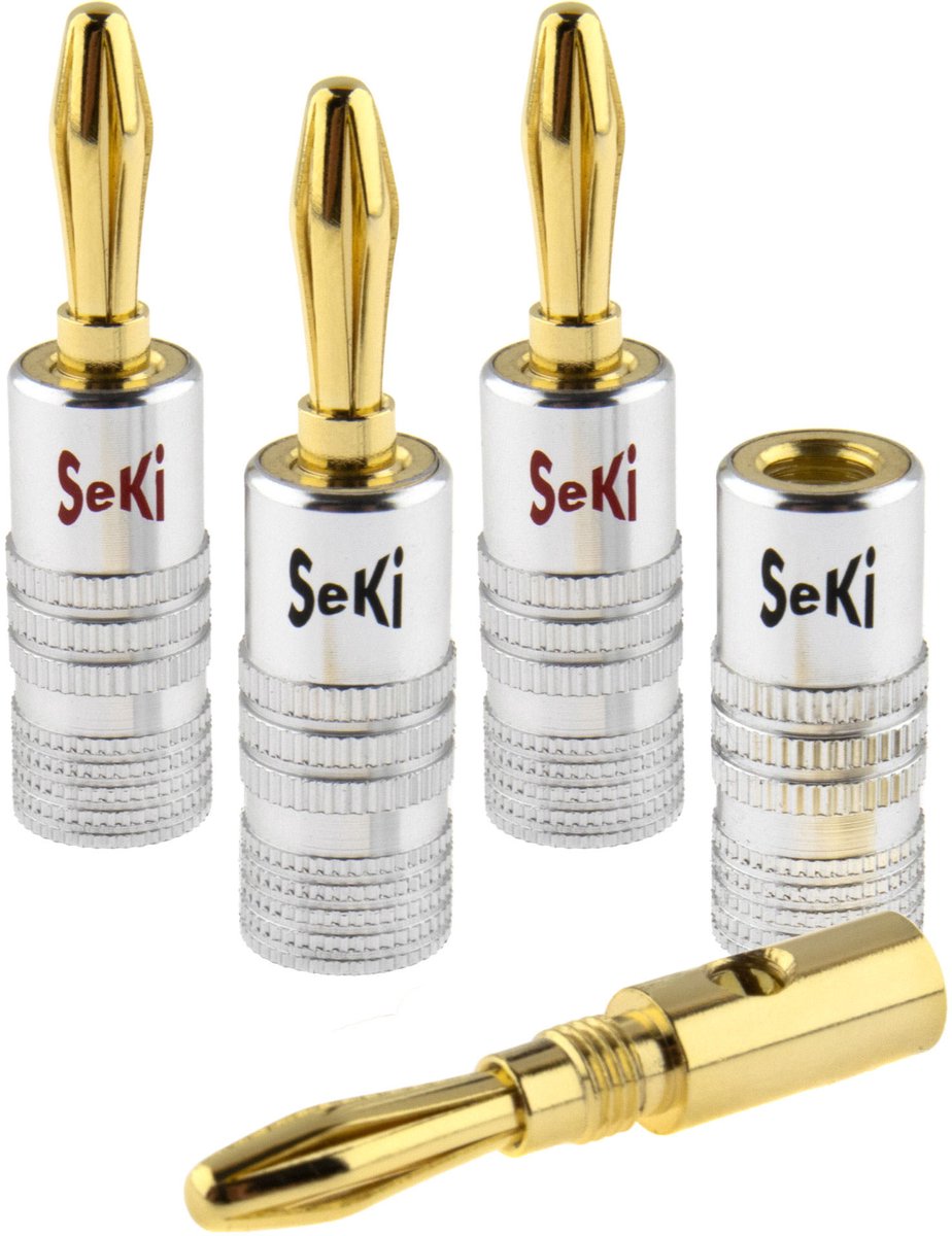 Set van 4 banaan connectoren 4 mm. rood en zwart