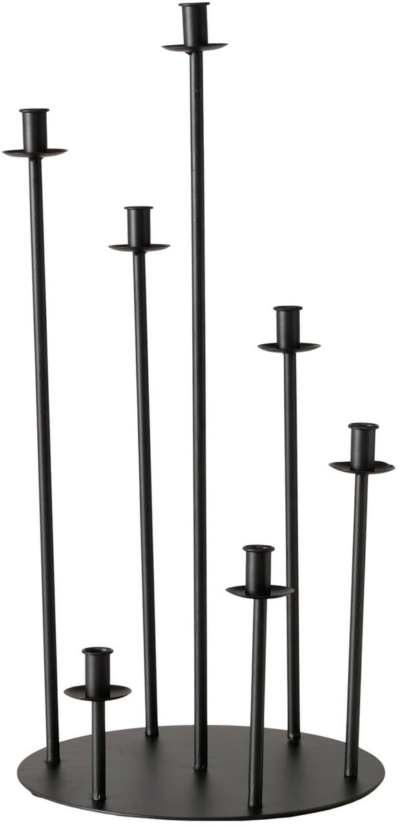 Boltze Moderne kandelaar - vloerkandelaar voor 7 kaarsen zwart metaal 74 cm Boltze
