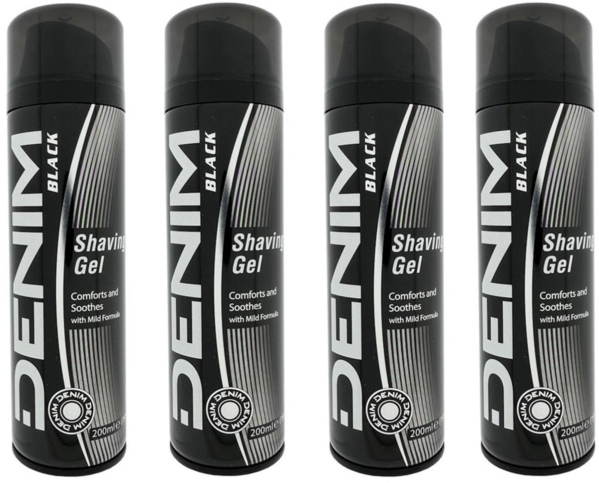 Denim Black Scheergel - 4 x 200 ml - Voordeelverpakking