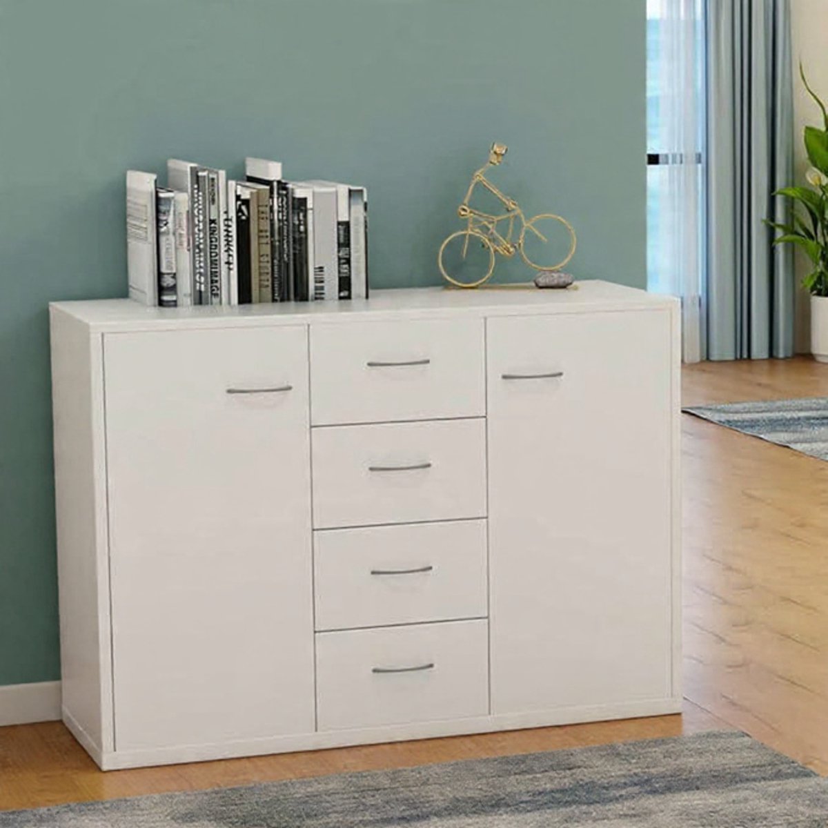 Elvara Modern Dressoir met 4 lades en 2 deuren – 88 x 30 x 65 cm – met Casa Serena – Casa Dorada