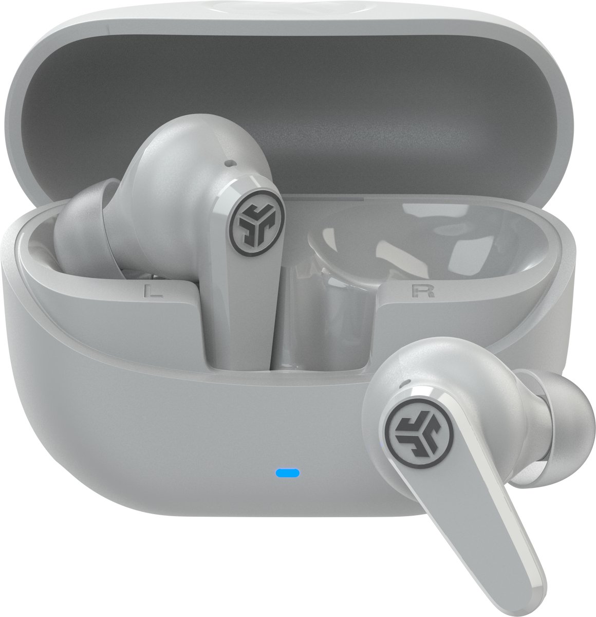 JLab Go Pods ANC Draadloze Oordopjes Met Noise Cancelling - Oortjes Draadloos Bluetooth - 26 uur Batterijduur - Hybrid ANC - Equalizer EQ4 App - Multipoint - Fast Charging Case - Wit